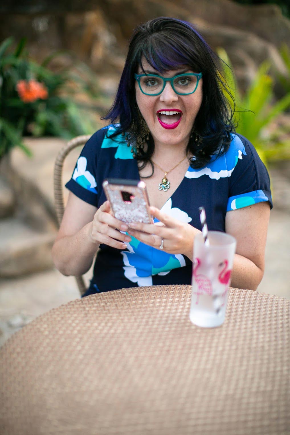 Molly Mahoney, creator of the camera confidence course, having a drink